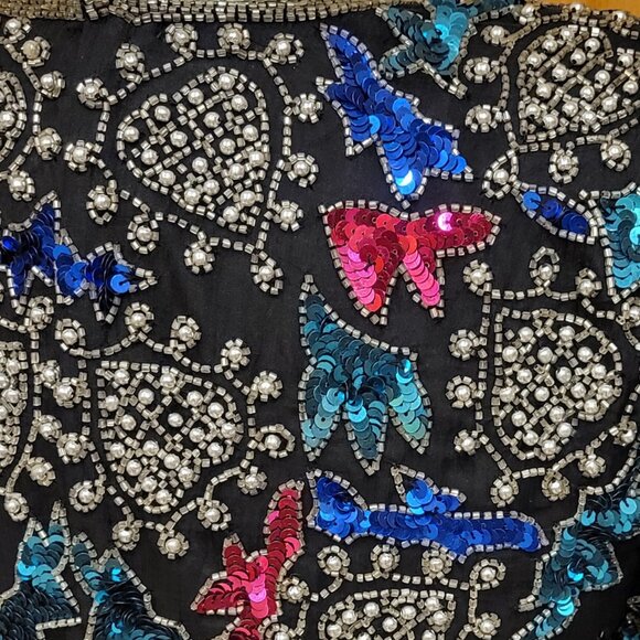 VTG Mark & John Beaded Sequins 100% Silk Cocktail Dress with Sweetheart Neckline - Picture 9 of 16